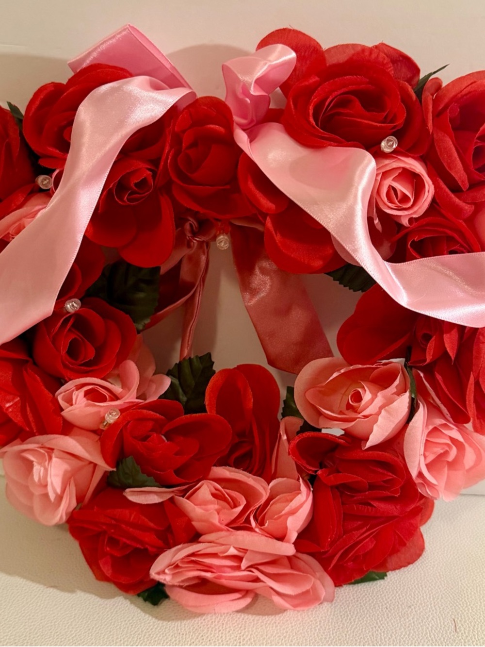 Avon Valentine Heart Rose Wreath Lighted Red Pink Floral Wall Hanging LED Decor - Picture 10 of 13